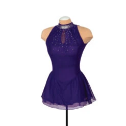 Solitaire Style F22008 Mesh Keyhole Dress- Navy -Graf Store F22008R Purple Front 91546.1656366524